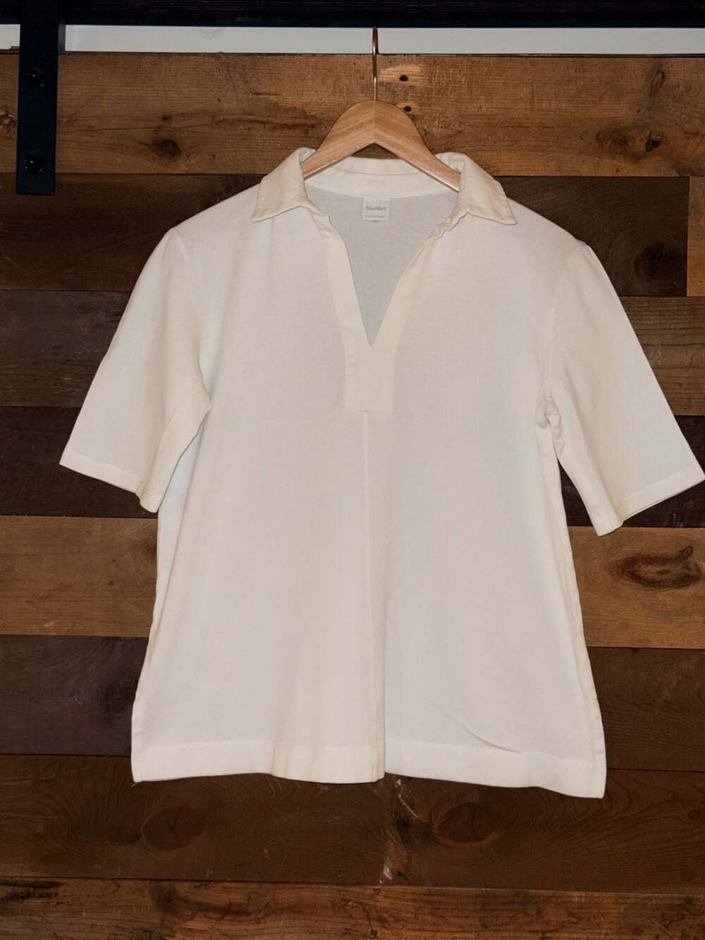 Max Mara Leisure White Textured Polo Shirt Size M